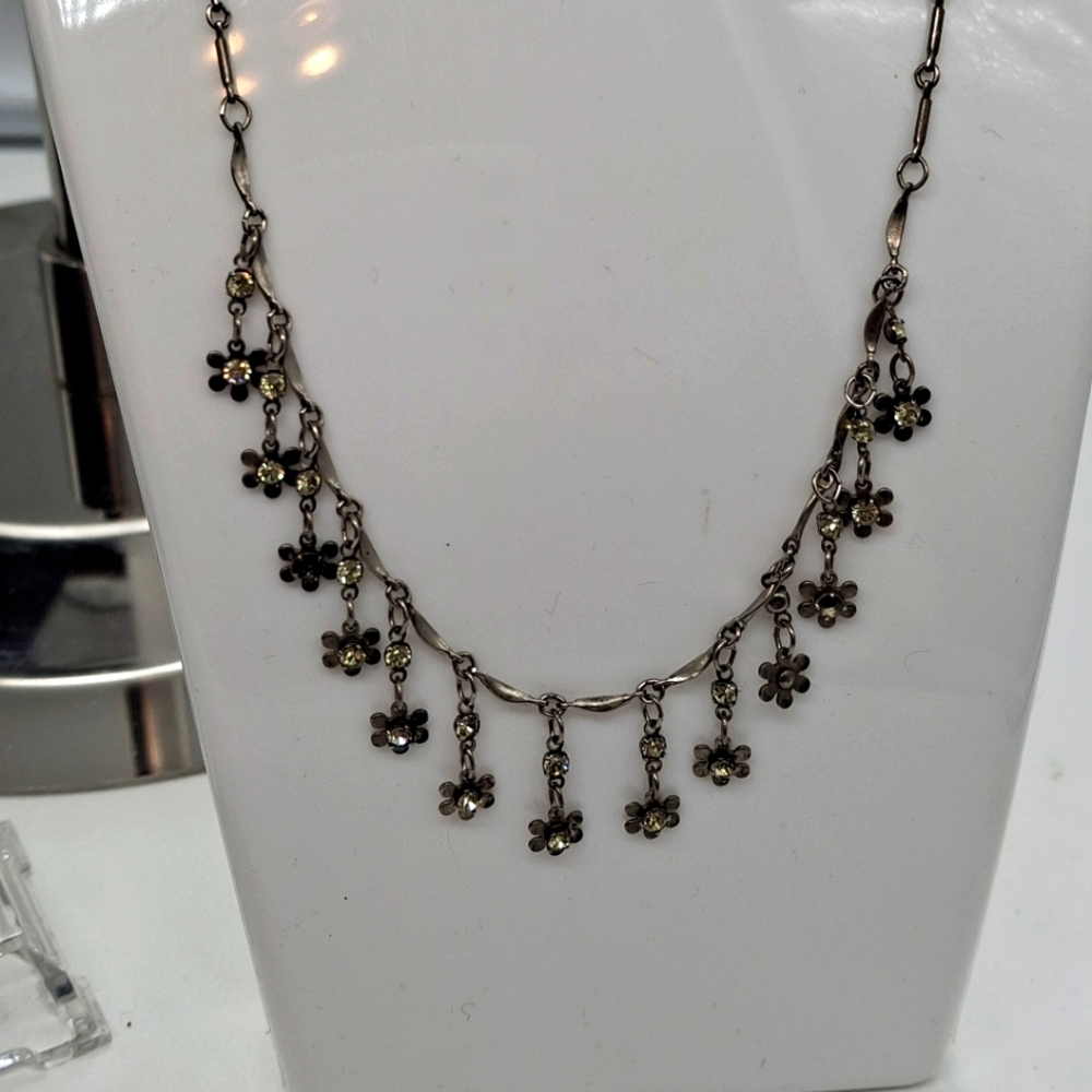 Bellagio Floral Crystal Necklace in Silver